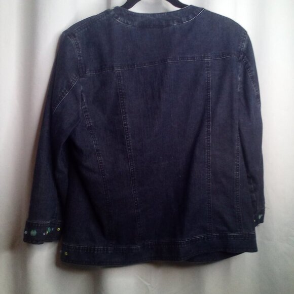 Alfred Dunner Jean Jacket 10P 10 Petite Button Up Butterfly Beading Denim Blue - Picture 3 of 15